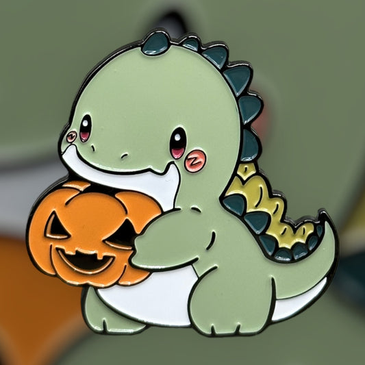 pumpkin dinosaur pin