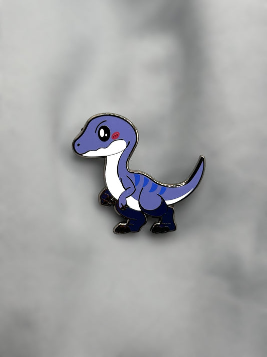 chibi velociraptor hard enamel pin